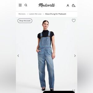 Alexa Chung for Madewell Denim Overalls in Hockley Wash MEDIUM, New